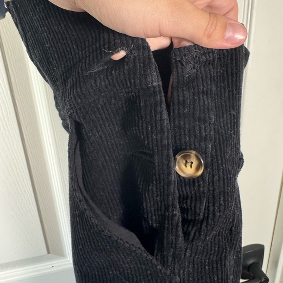 Victorian Trading Company Black Corduroy Embroidered Wide Leg Overalls Sz Large - Picture 9 of 9